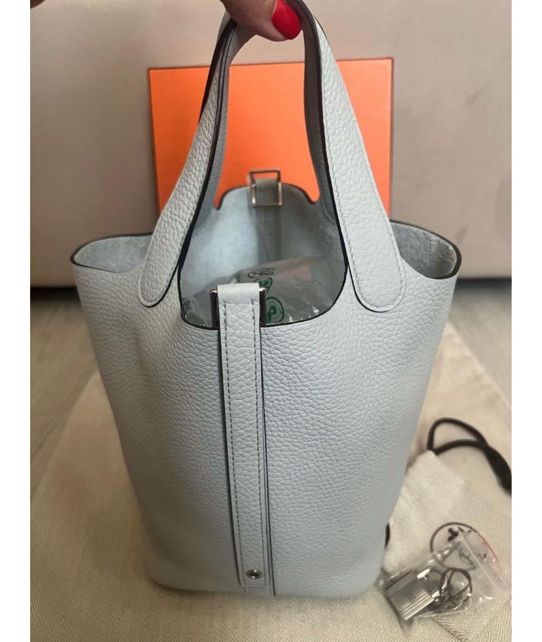 HERMES Серая кожаная сумка тоут, фото 2