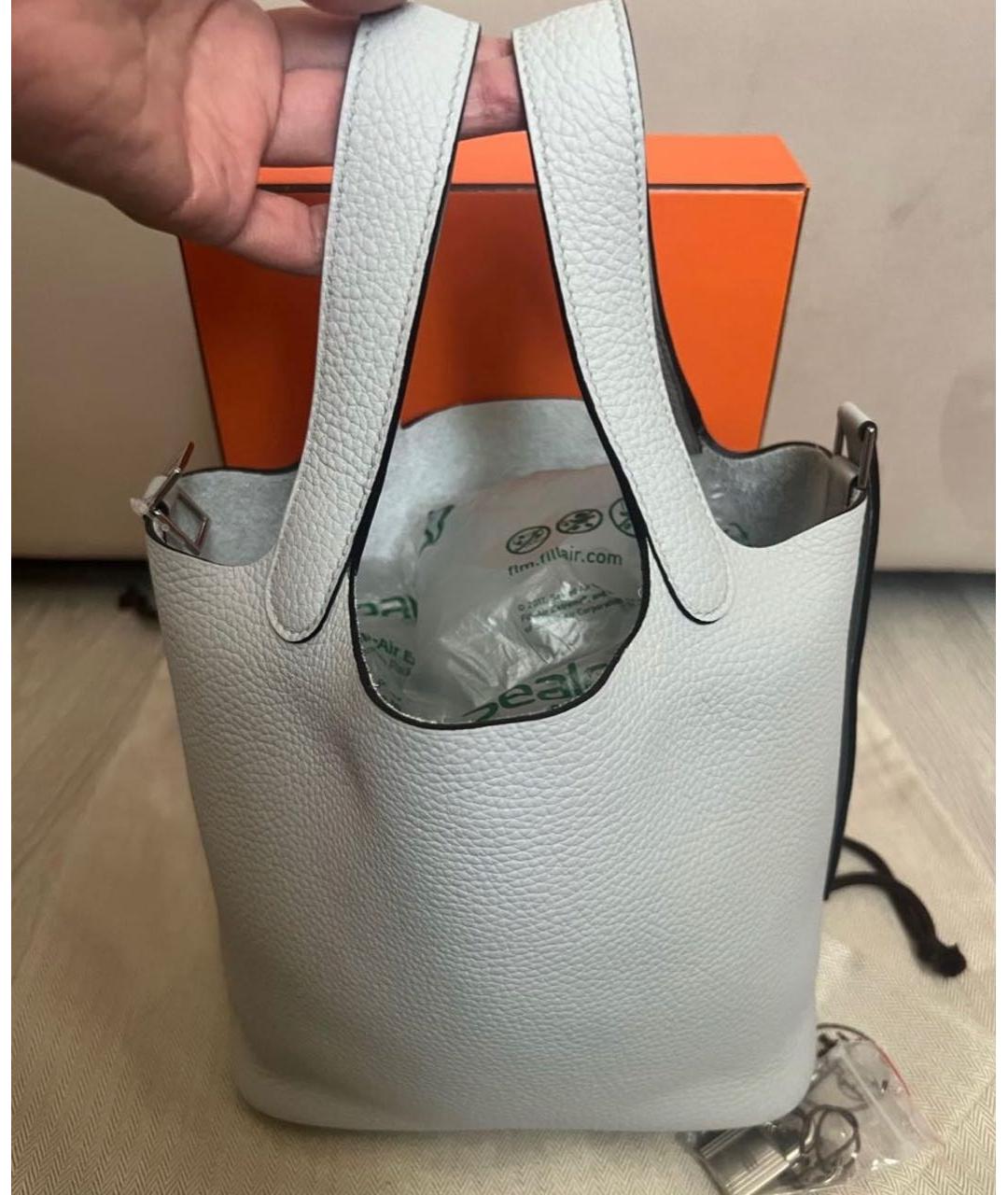 HERMES Серая кожаная сумка тоут, фото 3