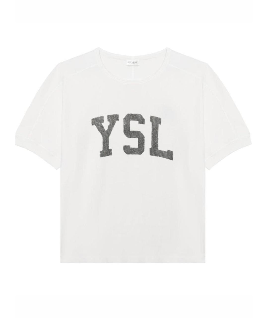 SAINT LAURENT Белая хлопковая футболка, фото 1