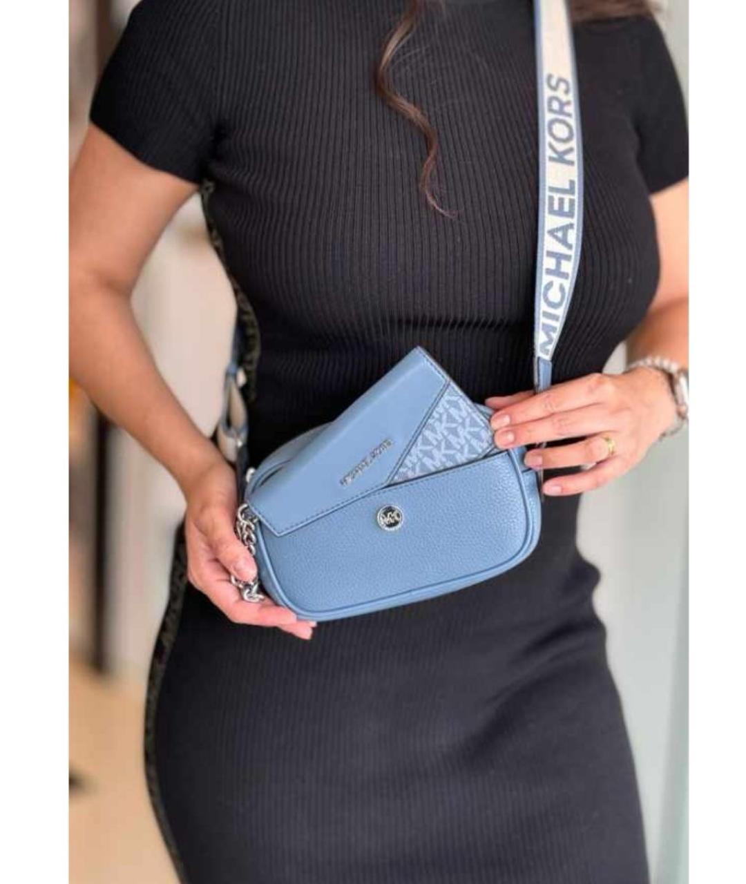 MICHAEL KORS Голубая кожаная сумка через плечо, фото 4