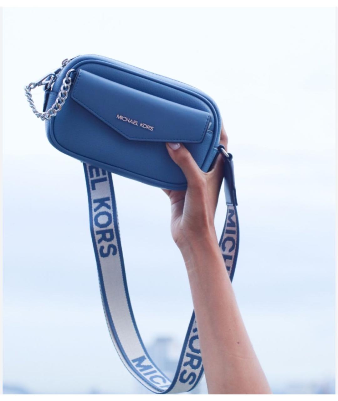 MICHAEL KORS Голубая кожаная сумка через плечо, фото 3