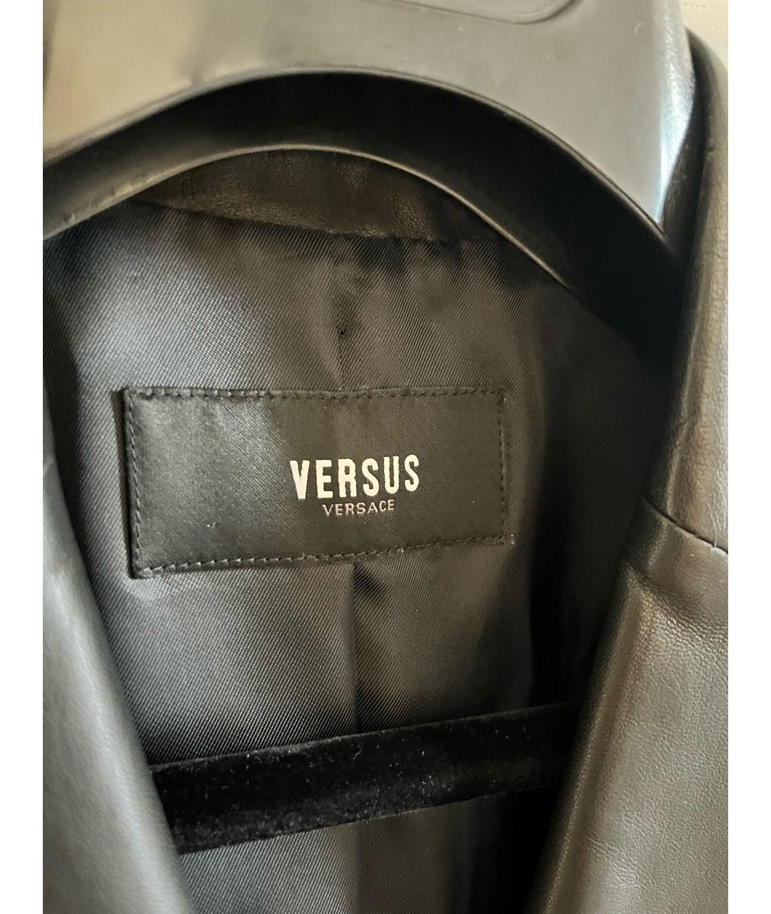 VERSUS VERSACE Черный кожаный жилет, фото 3