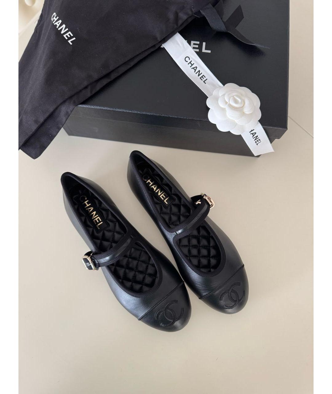 CHANEL Черные кожаные балетки, фото 8