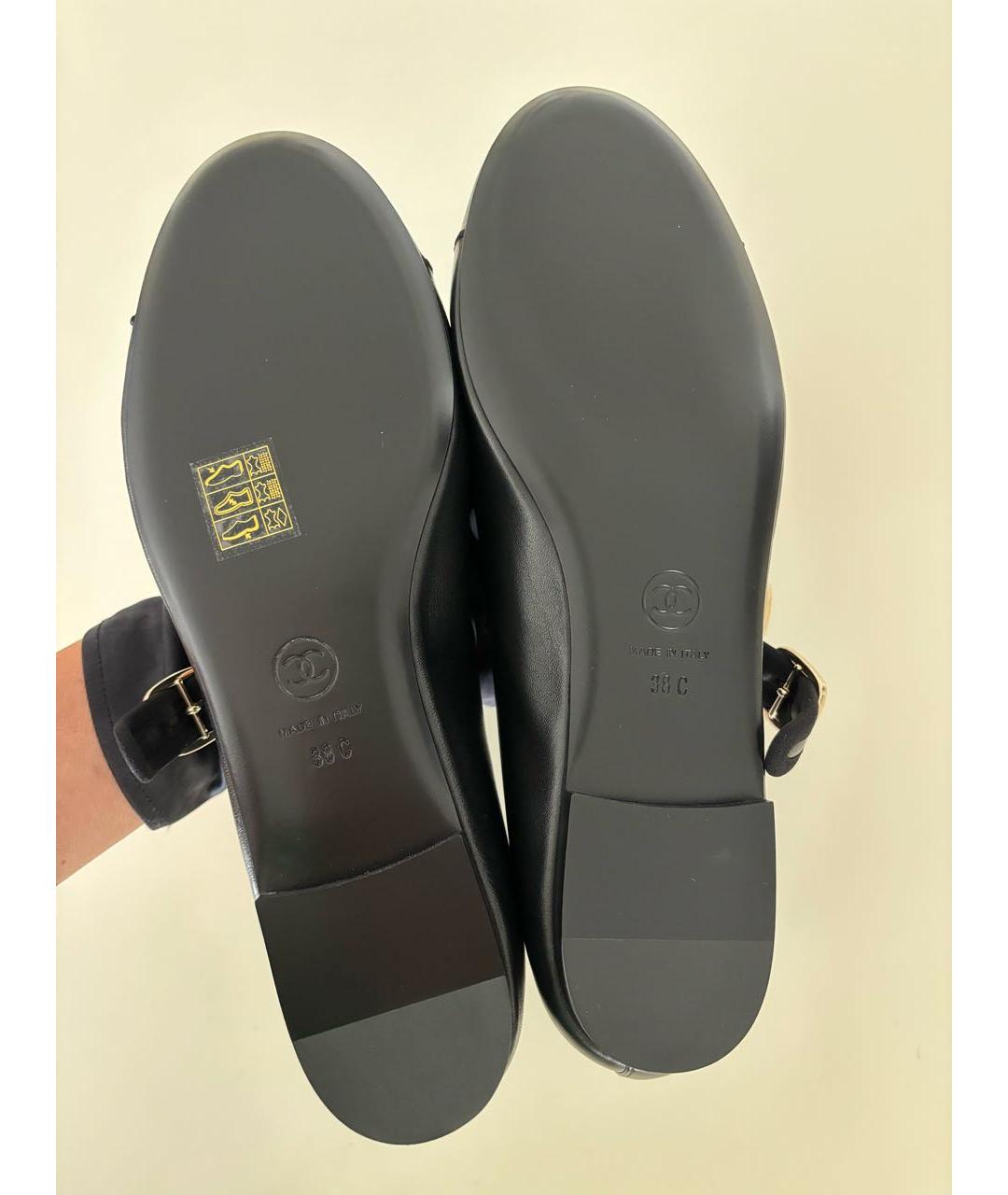 CHANEL Черные кожаные балетки, фото 5