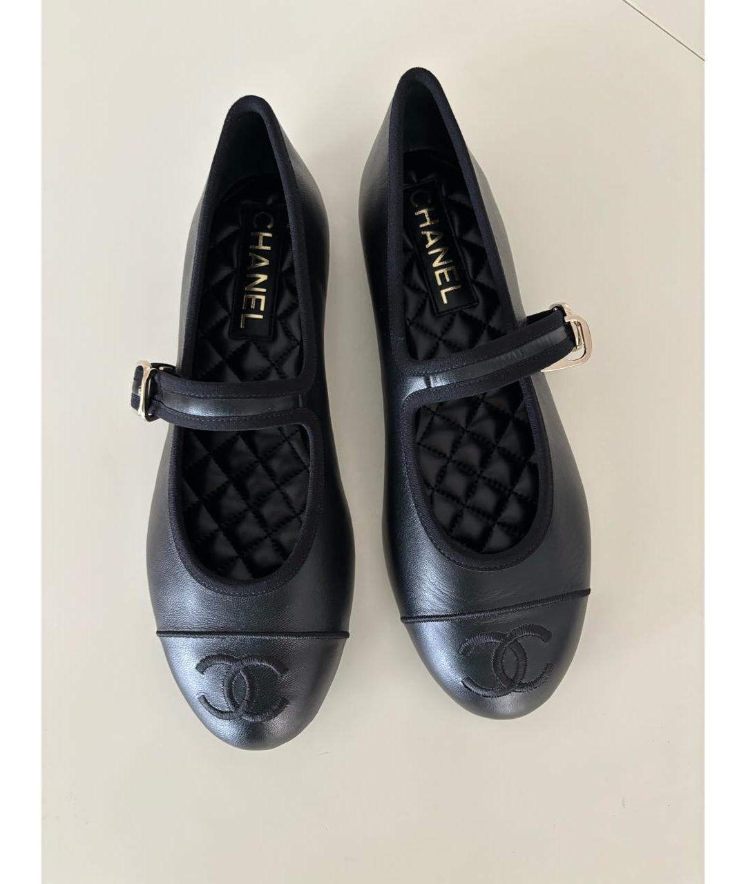 CHANEL Черные кожаные балетки, фото 2
