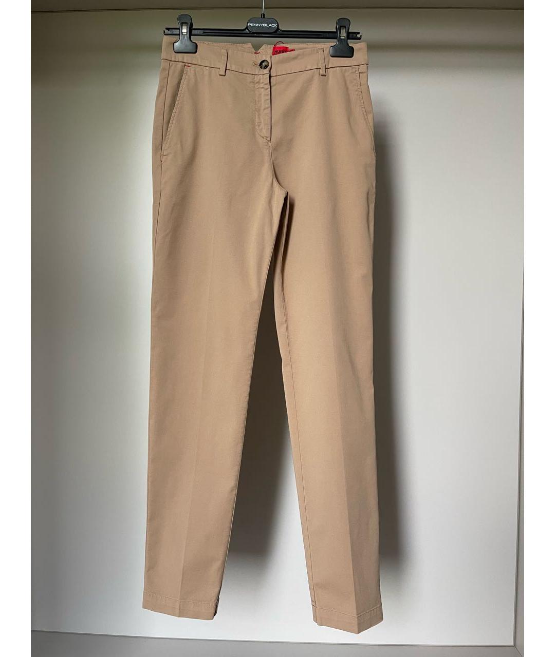 HUGO BOSS Бежевые хлопковые прямые брюки, фото 4
