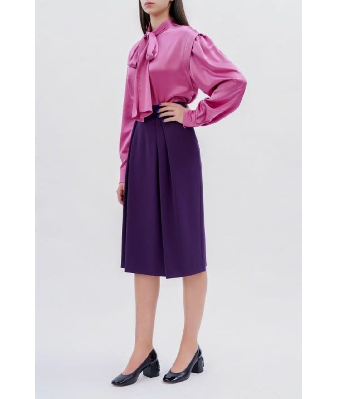 ALBERTA FERRETTI Фиолетовая полиэстеровая юбка миди, фото 3