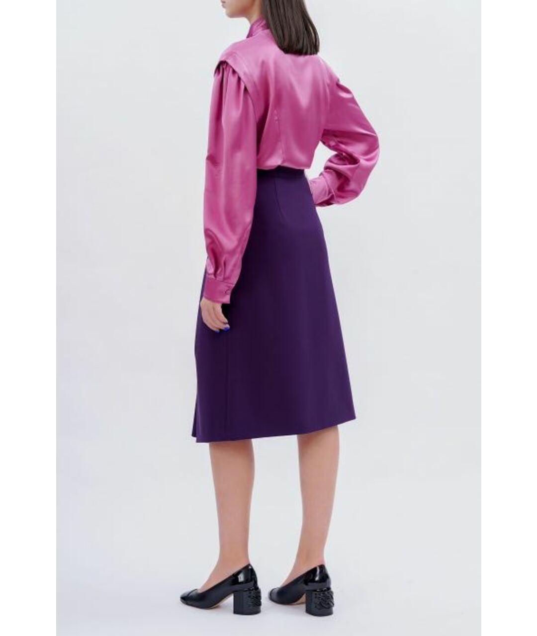 ALBERTA FERRETTI Фиолетовая полиэстеровая юбка миди, фото 2