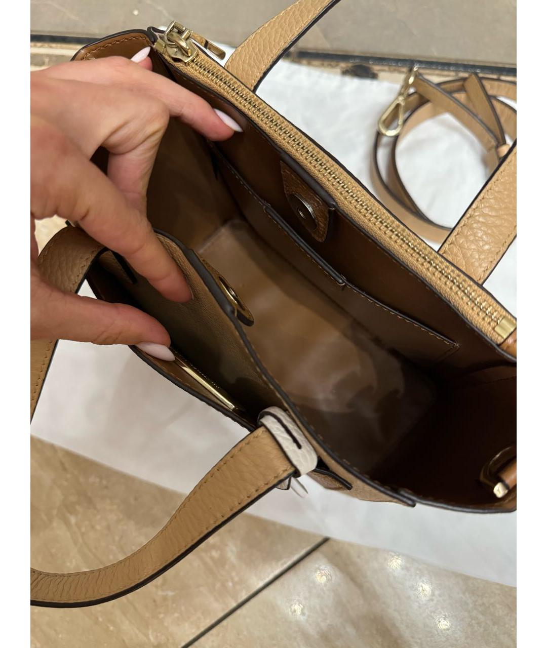 MICHAEL KORS Коричневая кожаная сумка тоут, фото 4