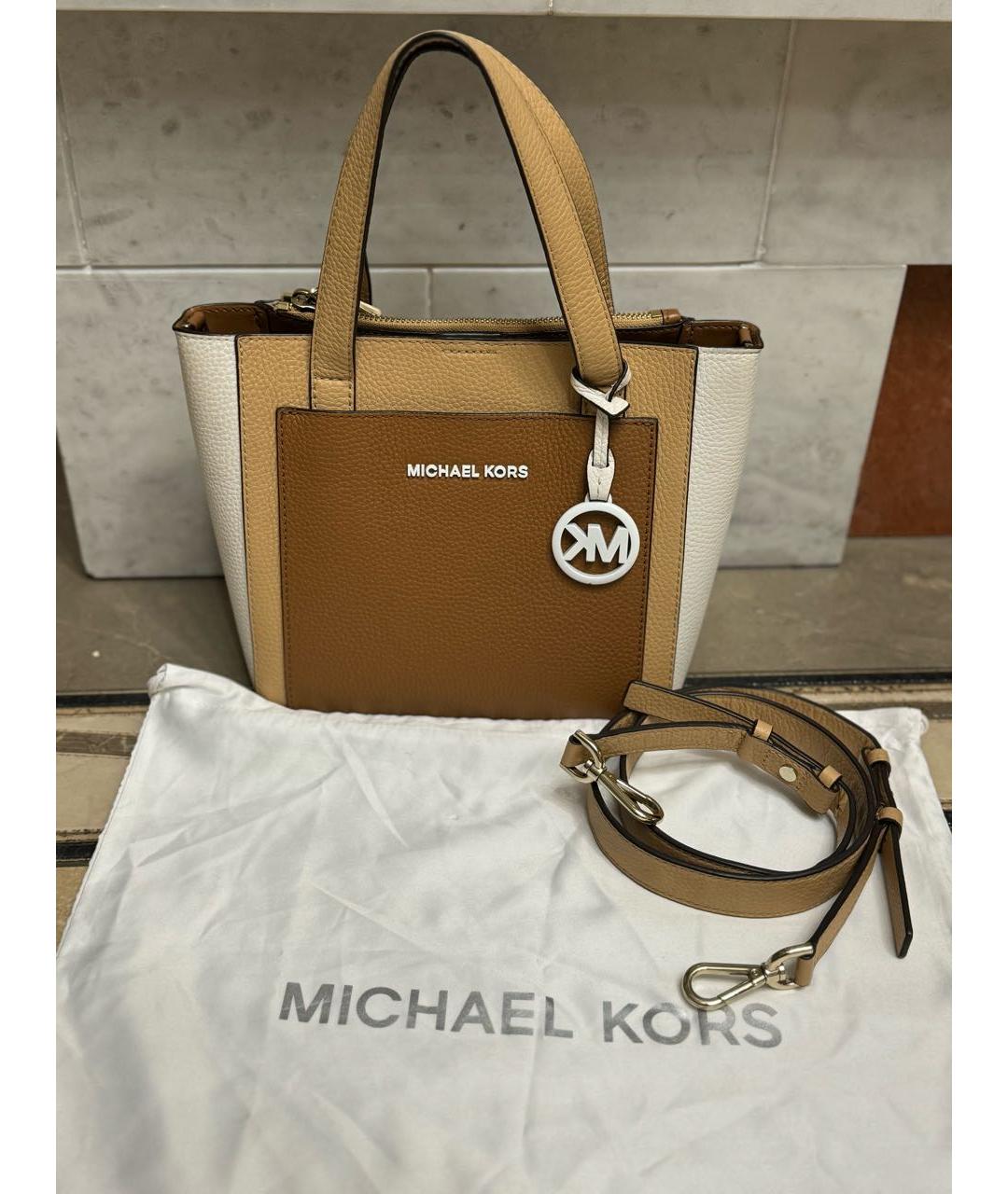 MICHAEL KORS Коричневая кожаная сумка тоут, фото 7