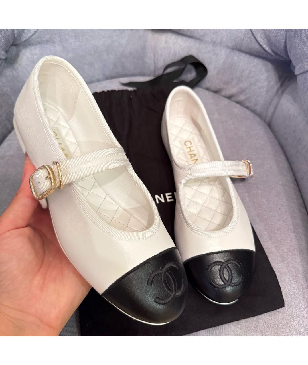 CHANEL Белые кожаные балетки, фото 4