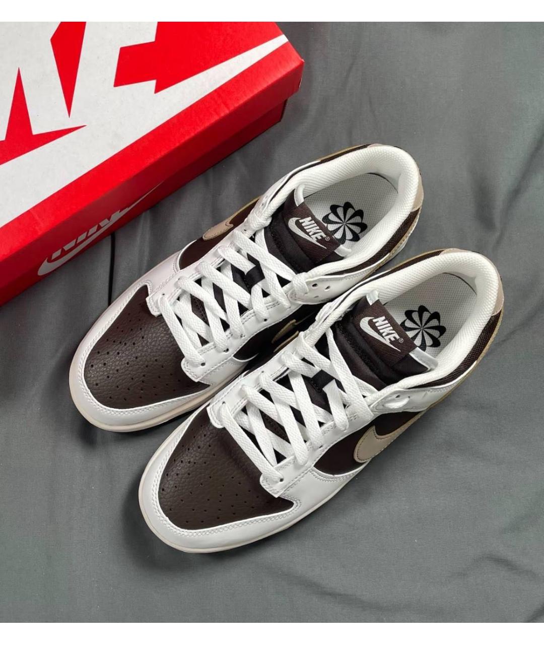 NIKE Коричневые кожаные низкие кроссовки / кеды, фото 3