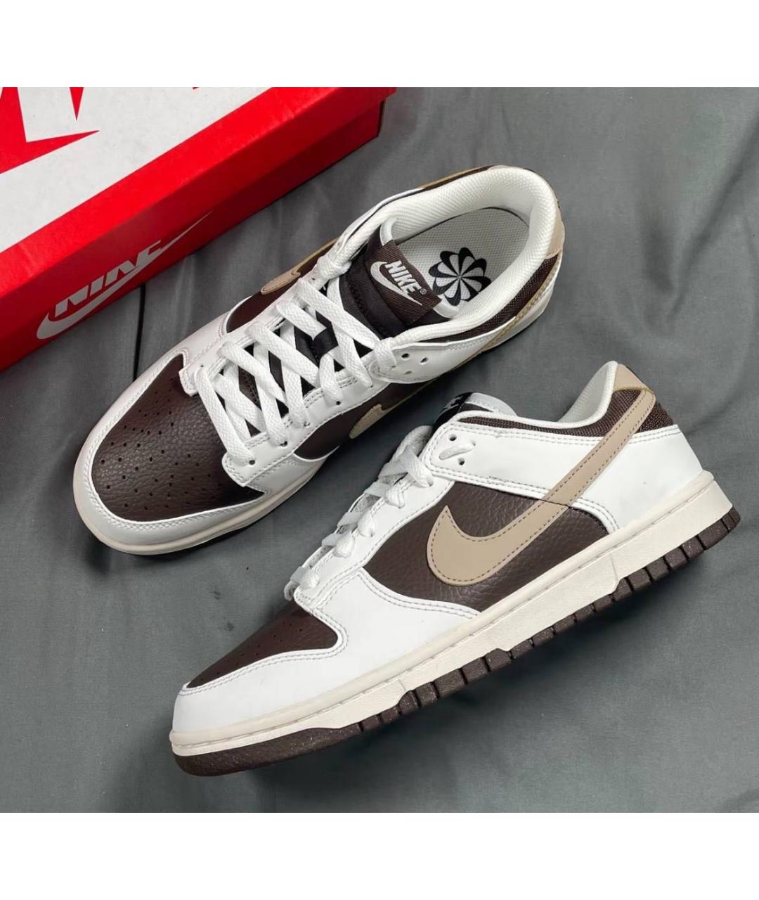 NIKE Коричневые кожаные низкие кроссовки / кеды, фото 2