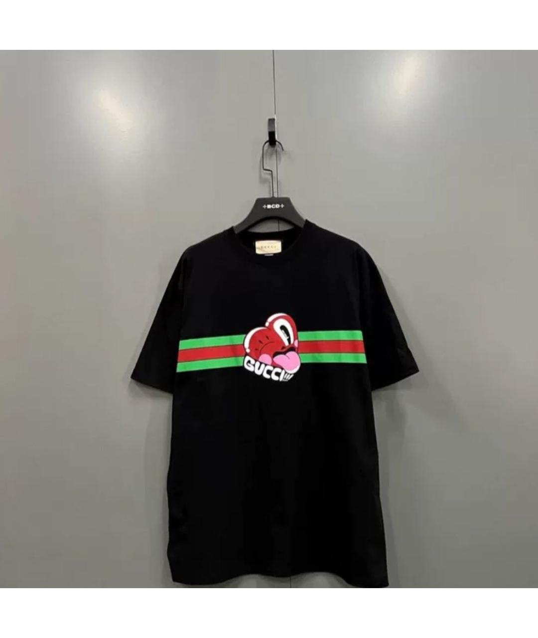 GUCCI Черная хлопковая футболка, фото 2