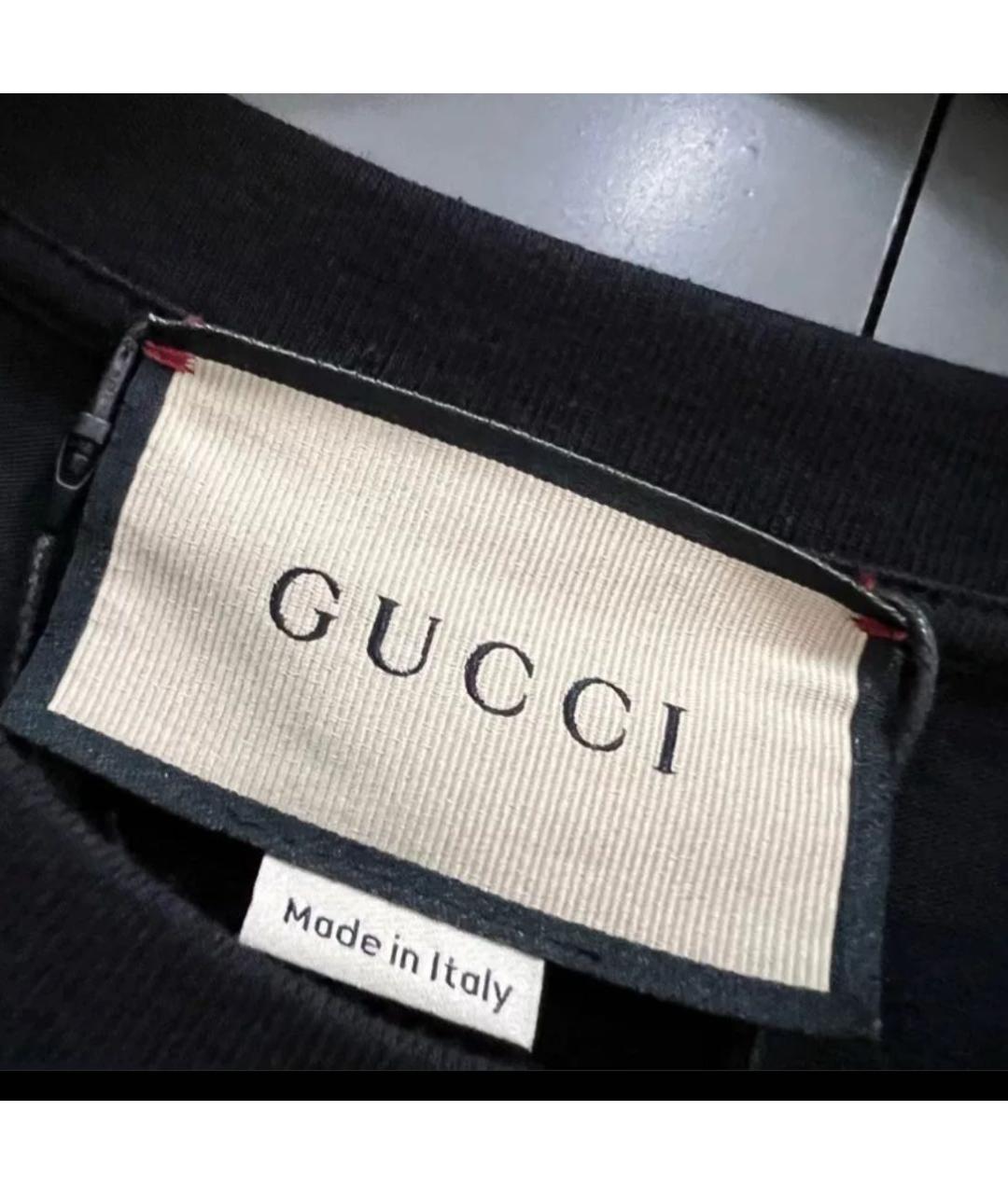 GUCCI Черная хлопковая футболка, фото 4