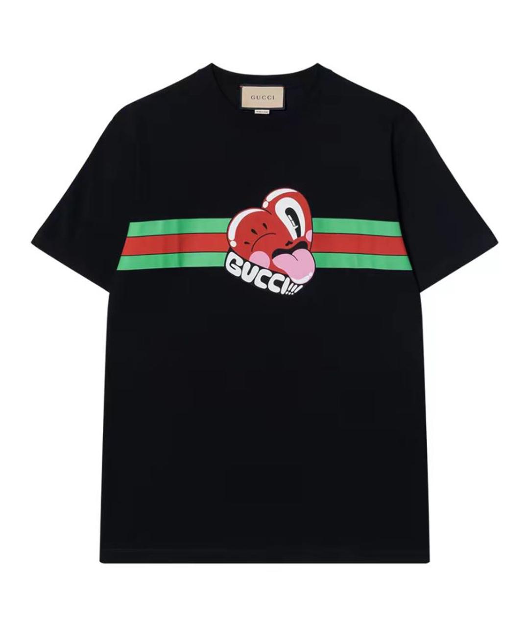 GUCCI Черная хлопковая футболка, фото 1