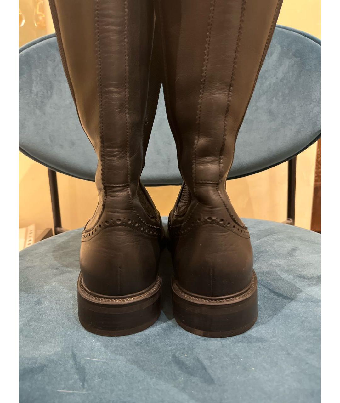 SANTONI Черные кожаные сапоги, фото 4