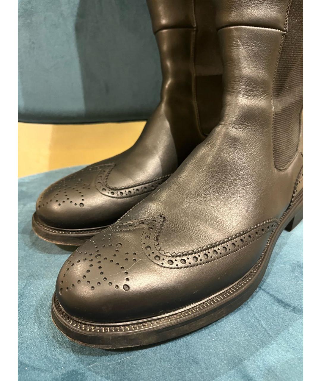 SANTONI Черные кожаные сапоги, фото 7