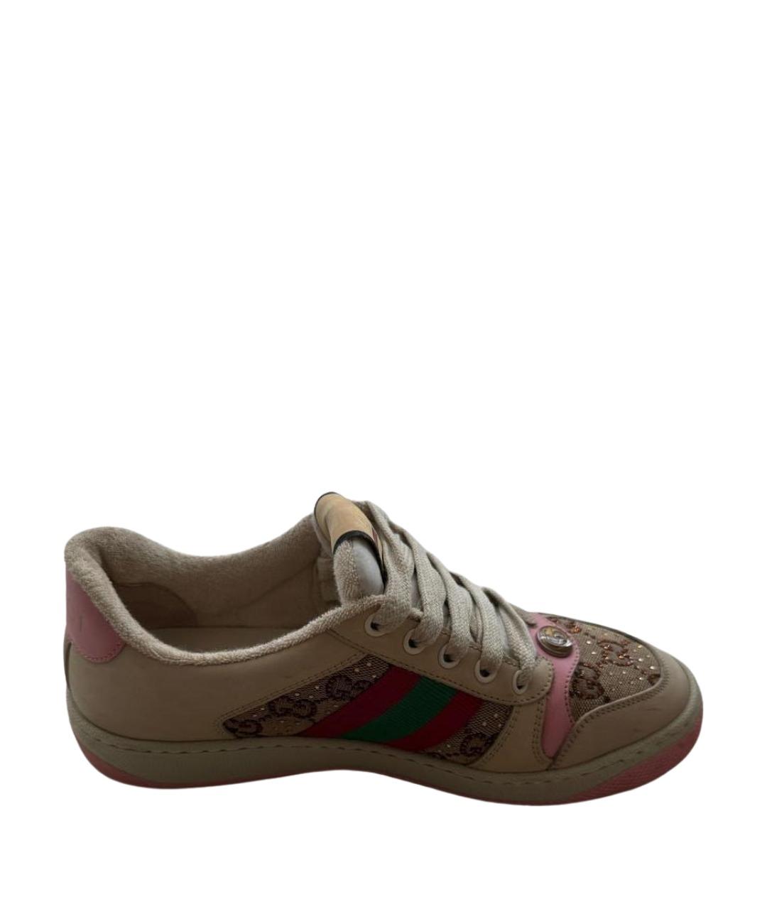 GUCCI Бежевые кожаные кеды, фото 1