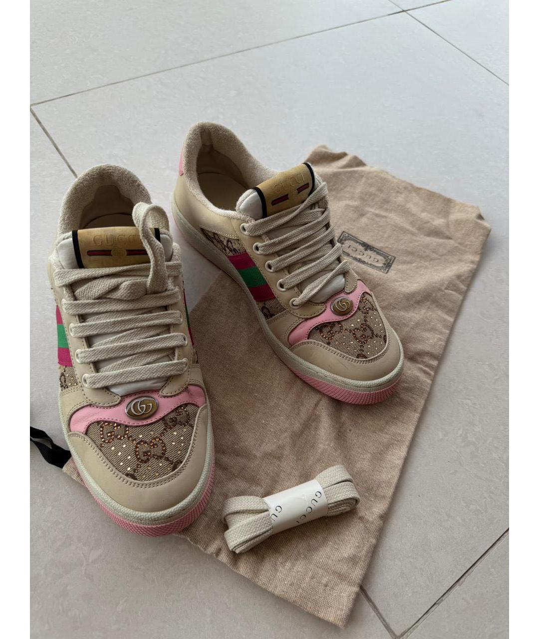 GUCCI Бежевые кожаные кеды, фото 2