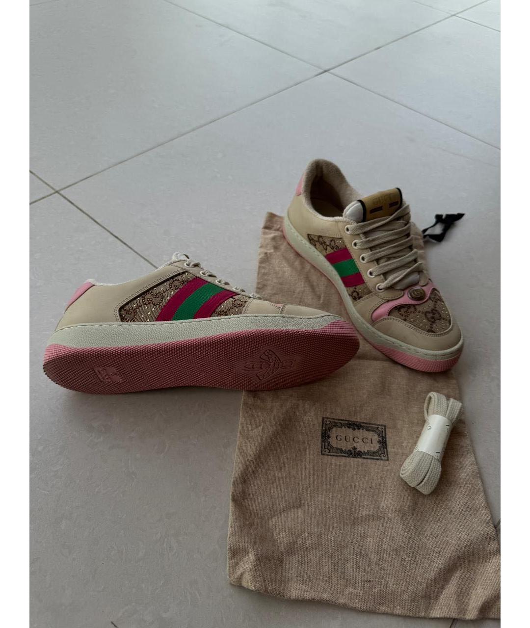 GUCCI Бежевые кожаные кеды, фото 7