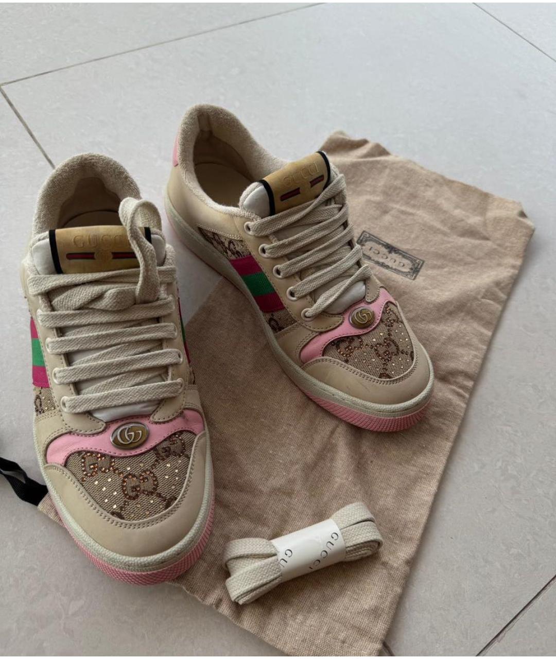 GUCCI Бежевые кожаные кеды, фото 8