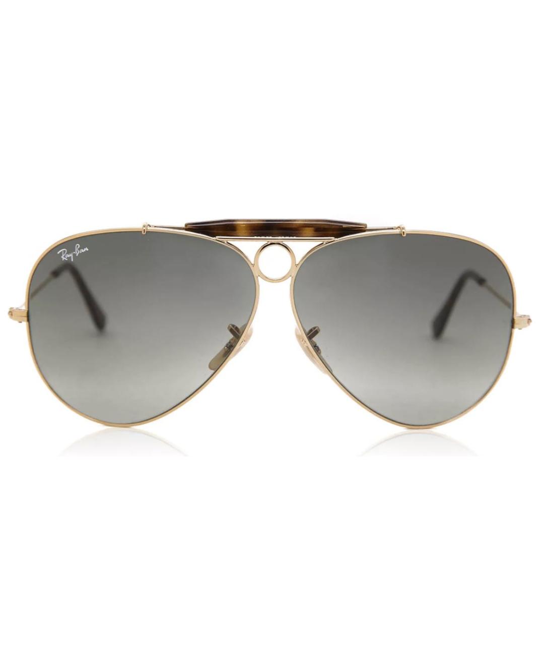 RAY BAN Золотые металлические солнцезащитные очки, фото 1