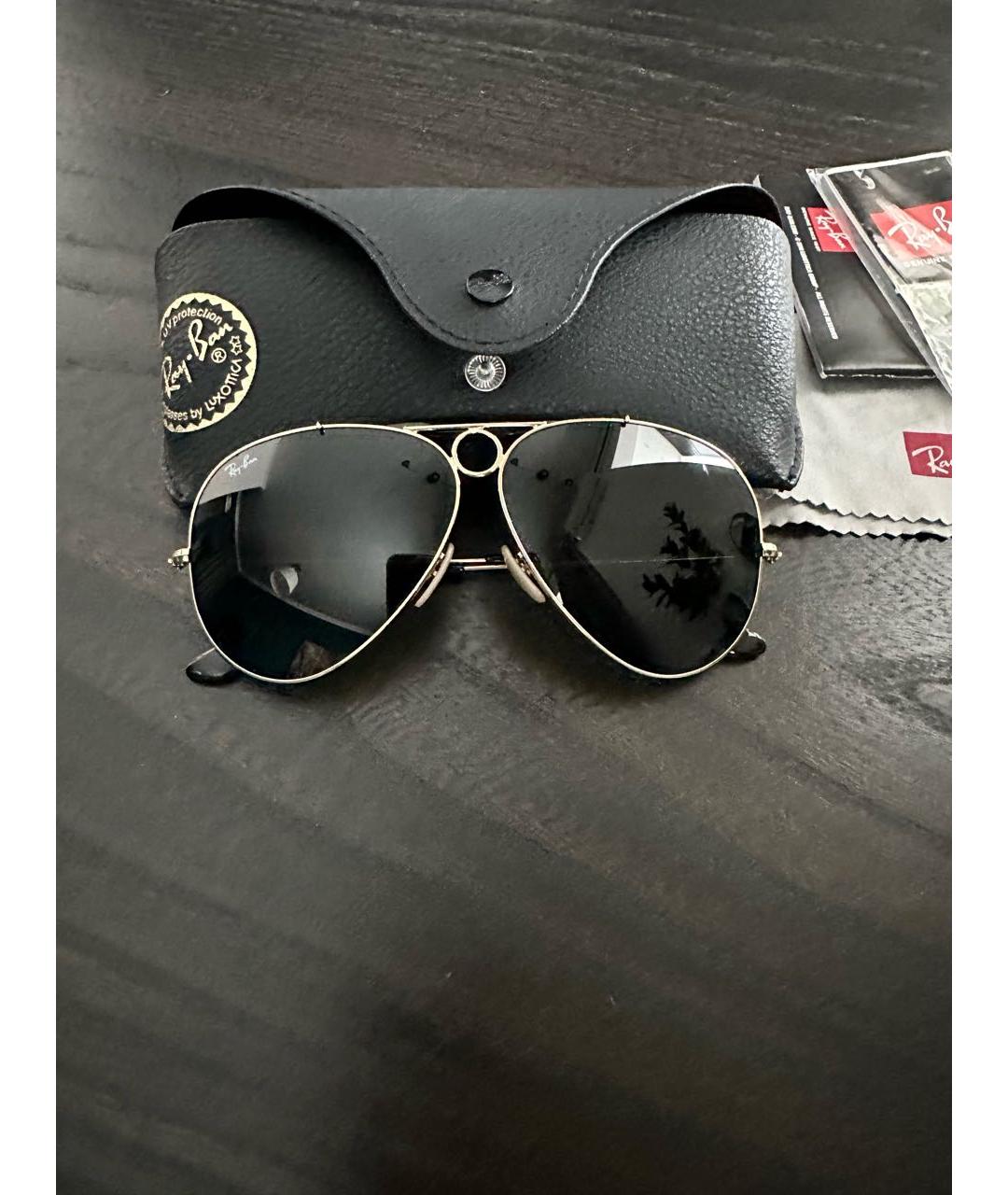RAY BAN Золотые металлические солнцезащитные очки, фото 4