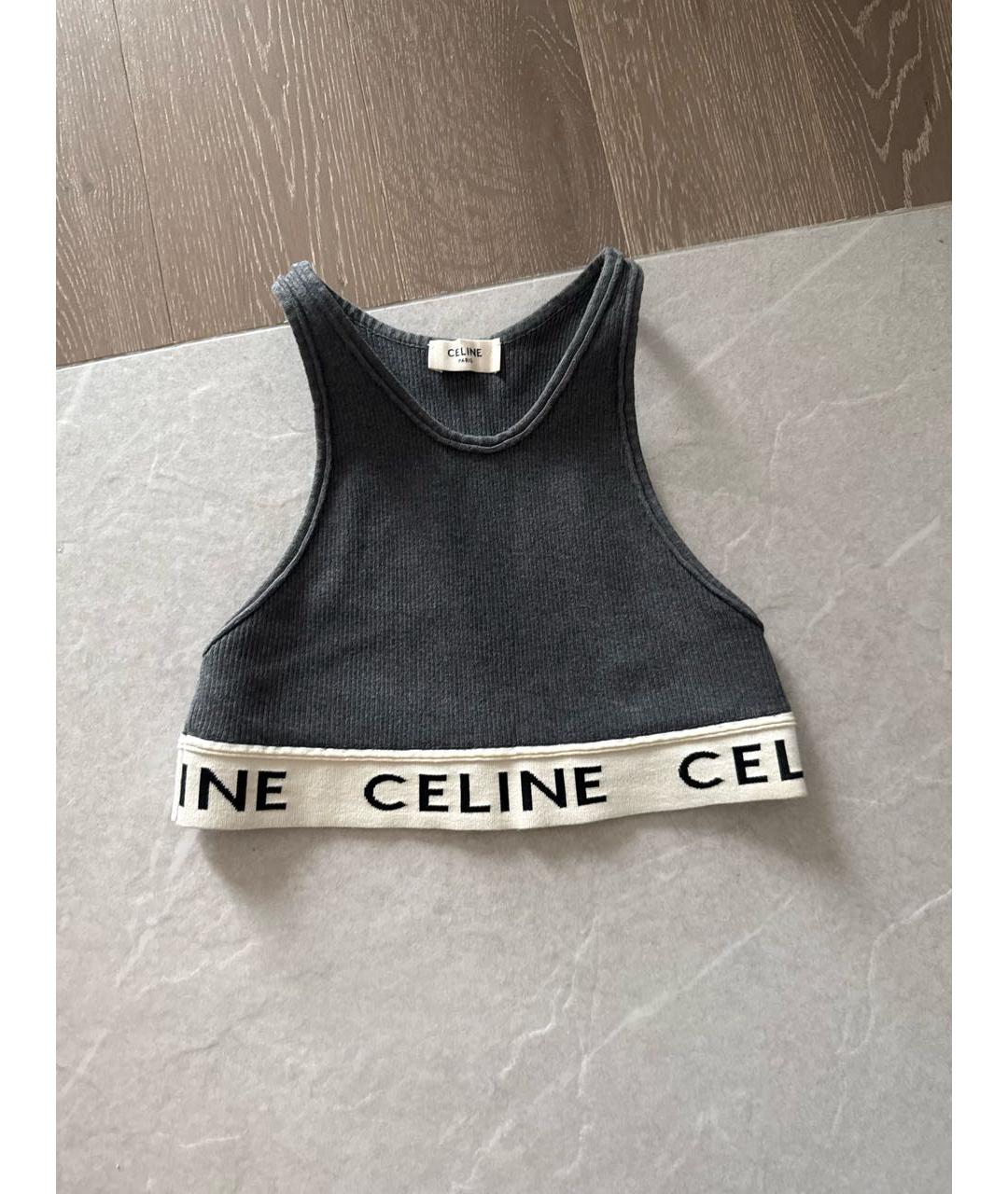 CELINE Антрацитовая хлопковая майка, фото 5