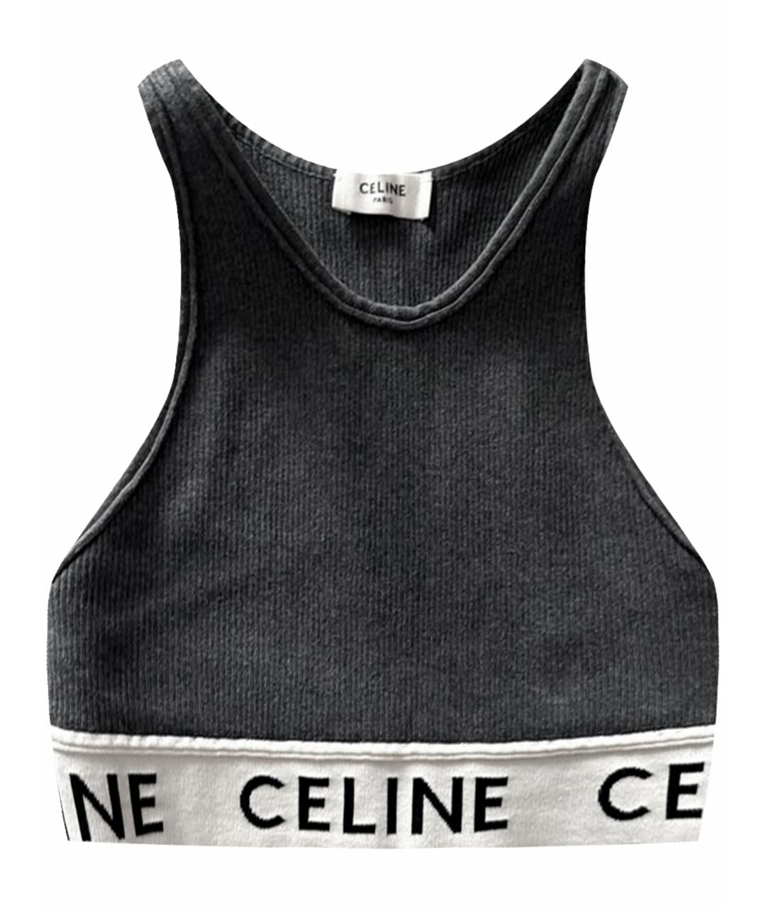 CELINE Антрацитовая хлопковая майка, фото 1