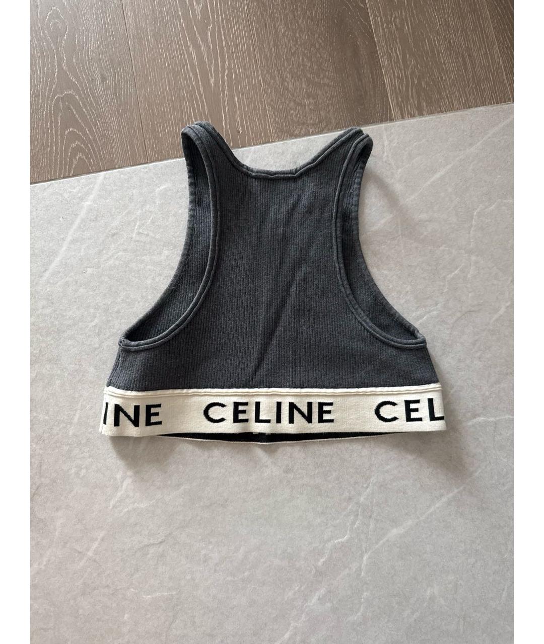 CELINE Антрацитовая хлопковая майка, фото 2