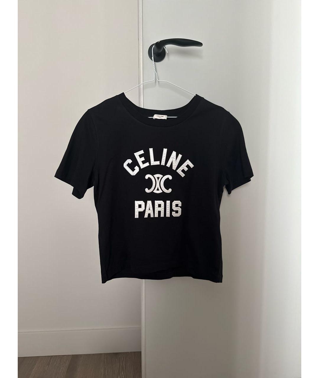 CELINE Черная хлопковая футболка, фото 5