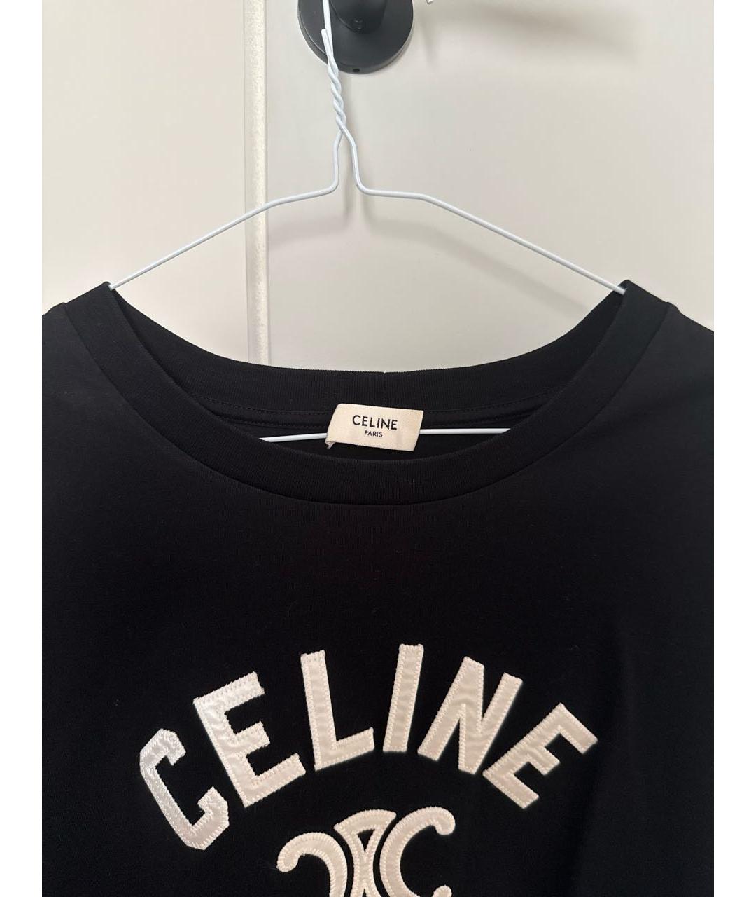 CELINE Черная хлопковая футболка, фото 3