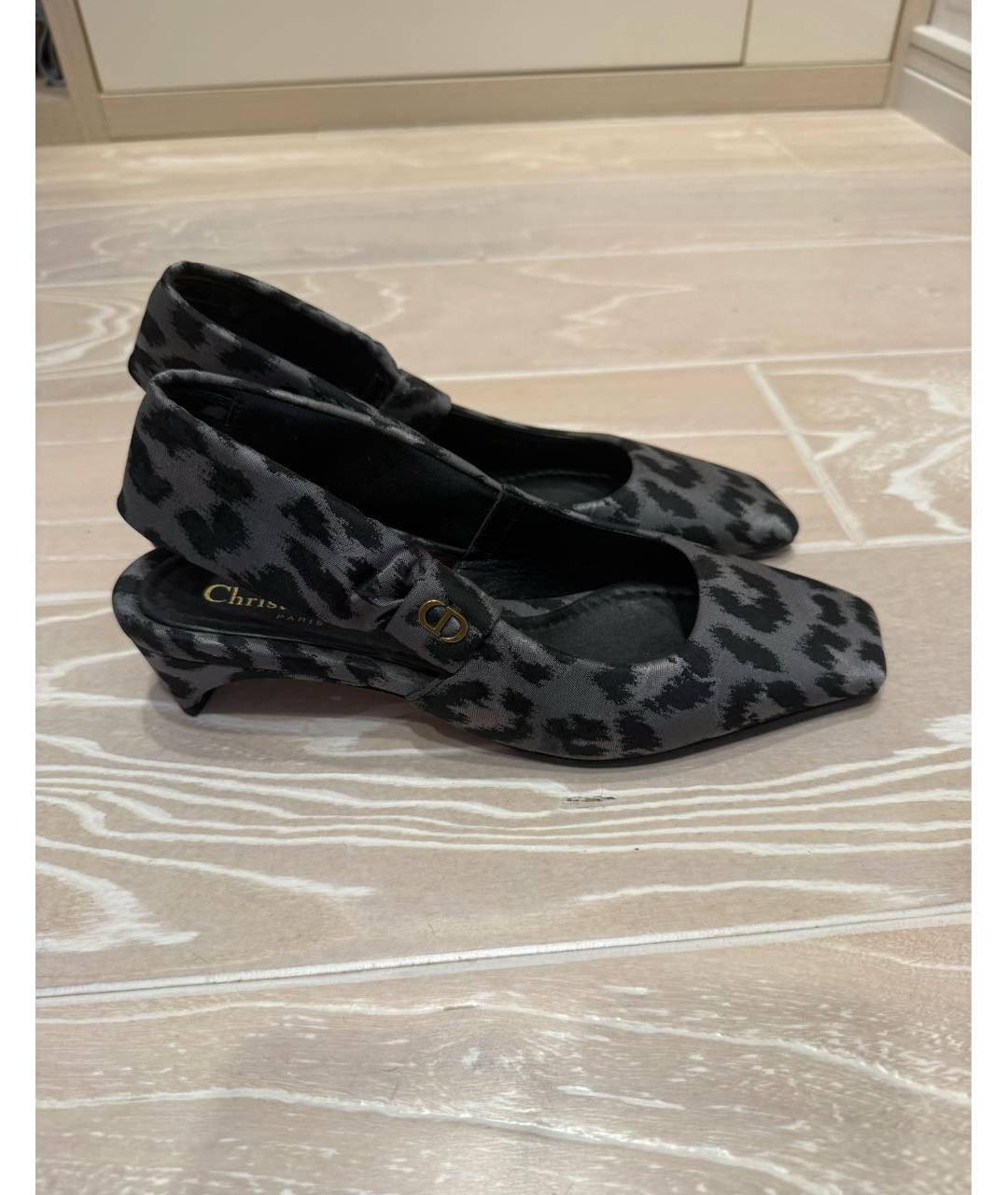 CHRISTIAN DIOR Серые текстильные балетки, фото 6
