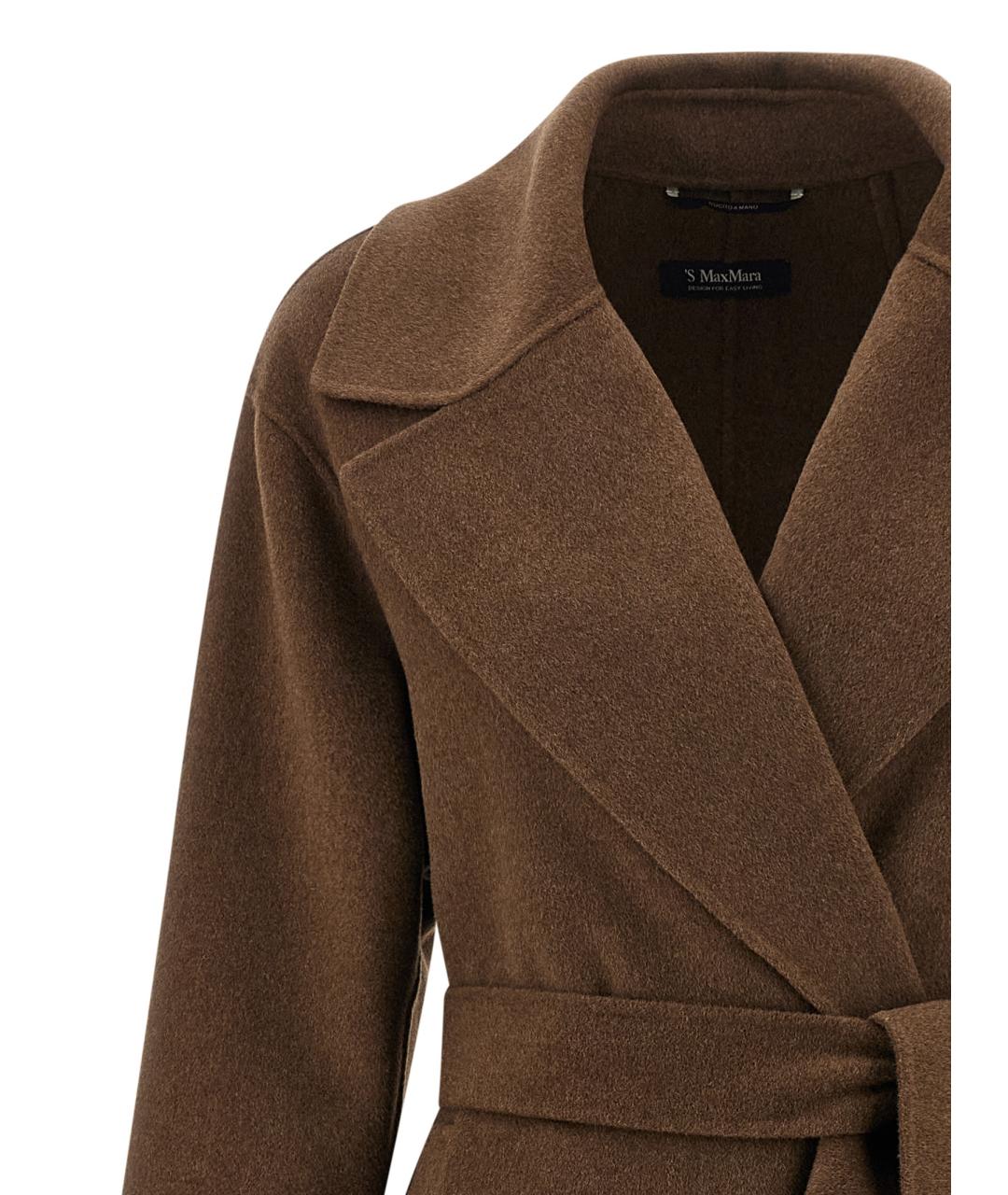 'S MAX MARA Коричневое шерстяное пальто, фото 4