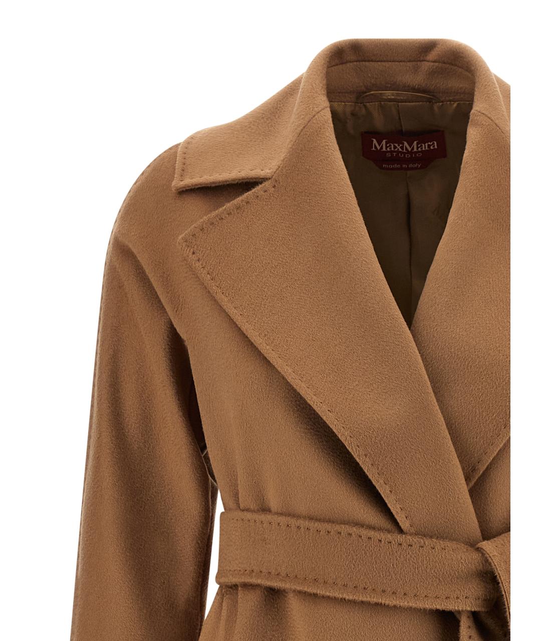 MAX MARA STUDIO Коричневое шерстяное пальто, фото 3