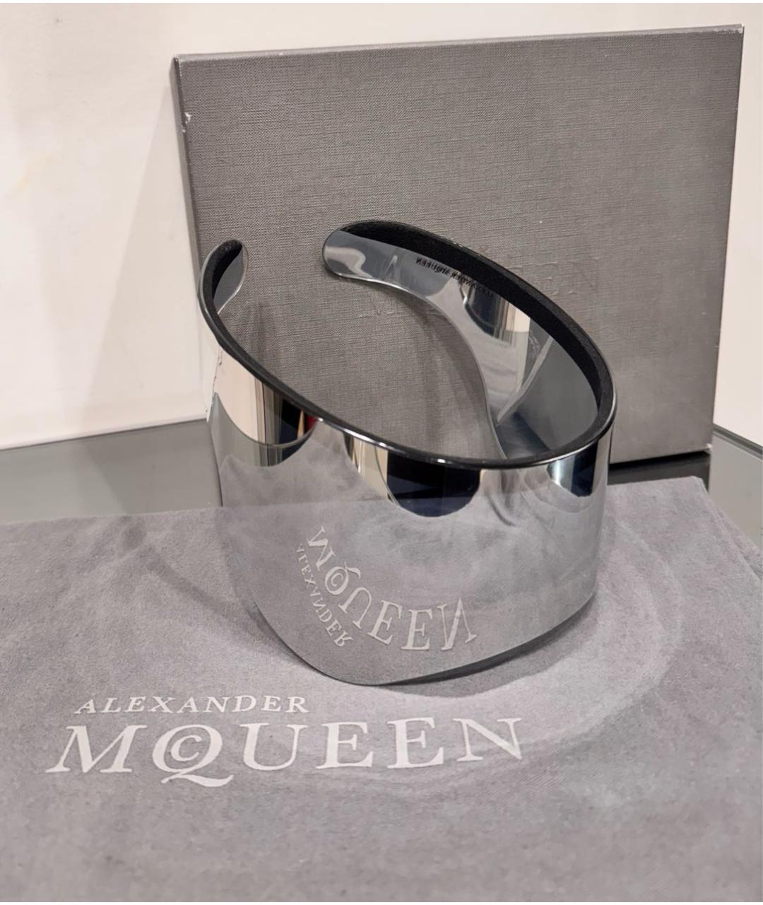 ALEXANDER MCQUEEN Серебряные пластиковые солнцезащитные очки, фото 7