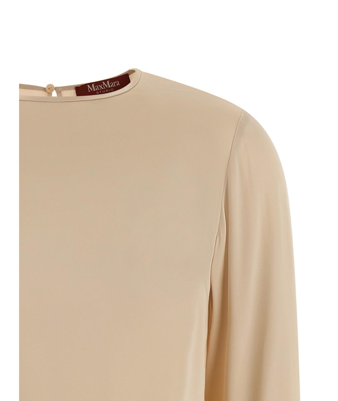 MAX MARA STUDIO Бежевая шелковая блузы, фото 3