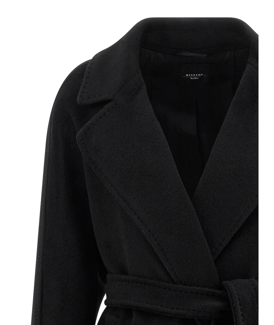 WEEKEND MAX MARA Черное шерстяное пальто, фото 3