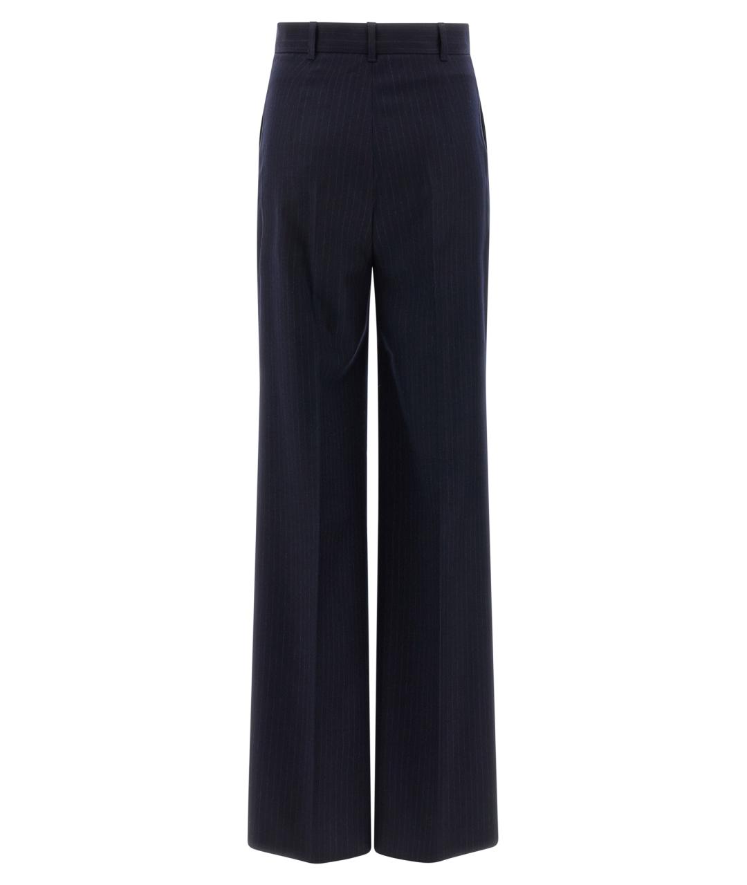 MAX MARA STUDIO Синие шерстяные прямые брюки, фото 2