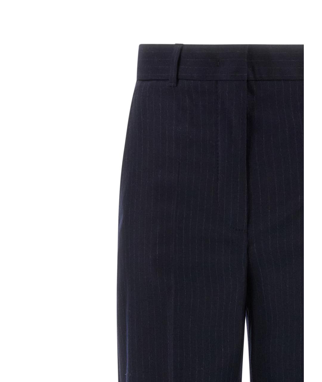 MAX MARA STUDIO Синие шерстяные прямые брюки, фото 3