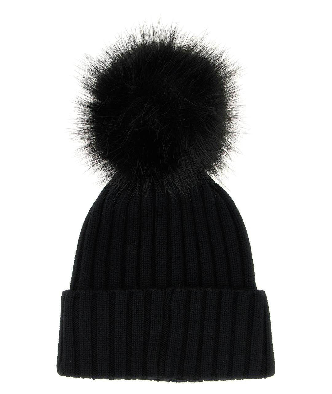 MONCLER Черная шерстяная шапка, фото 2