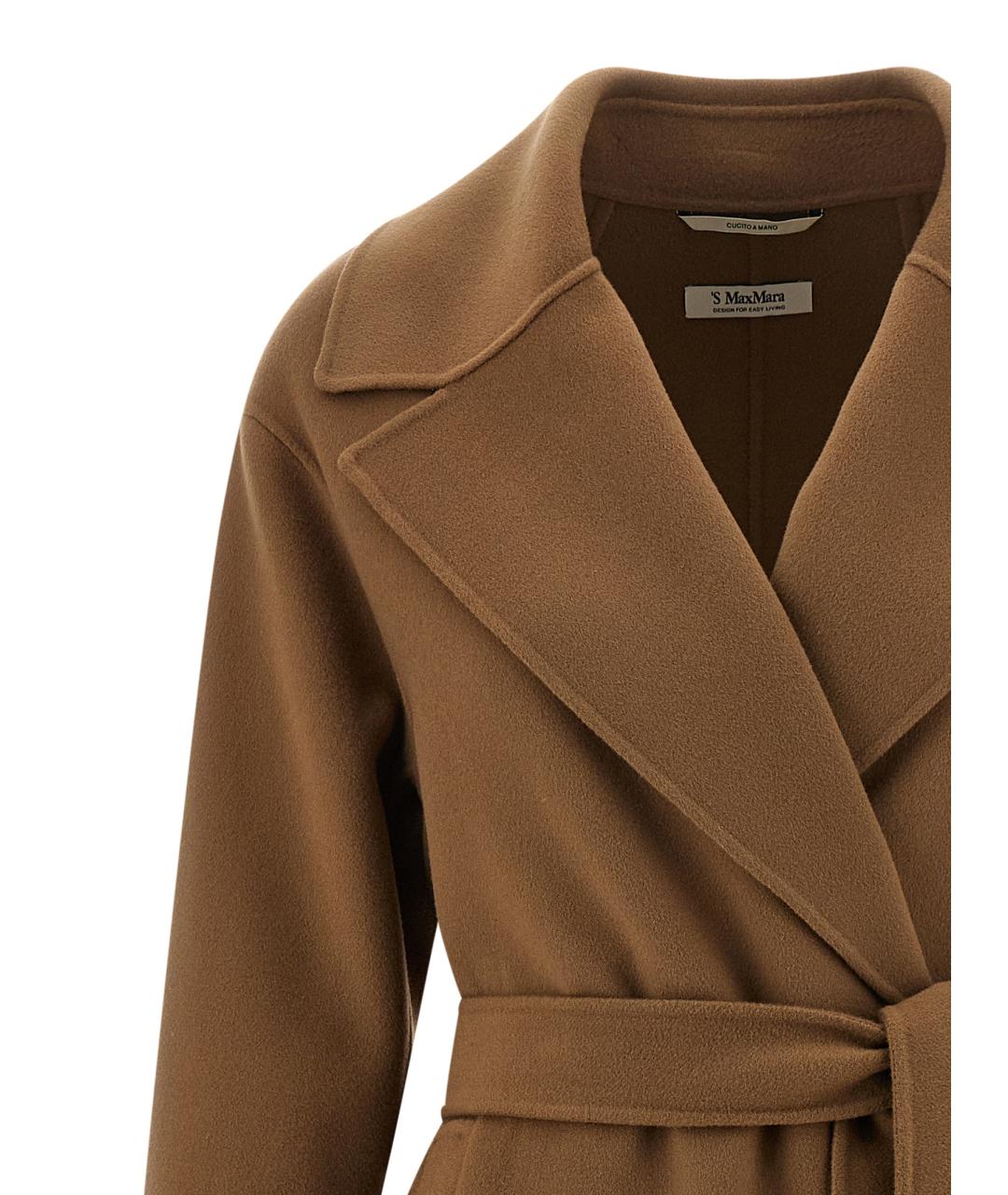 'S MAX MARA Коричневое шерстяное пальто, фото 4