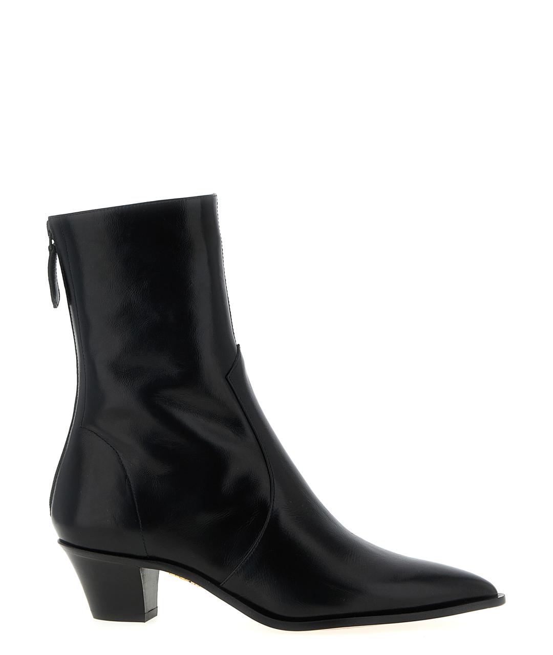 AQUAZZURA Черные кожаные ботильоны, фото 1