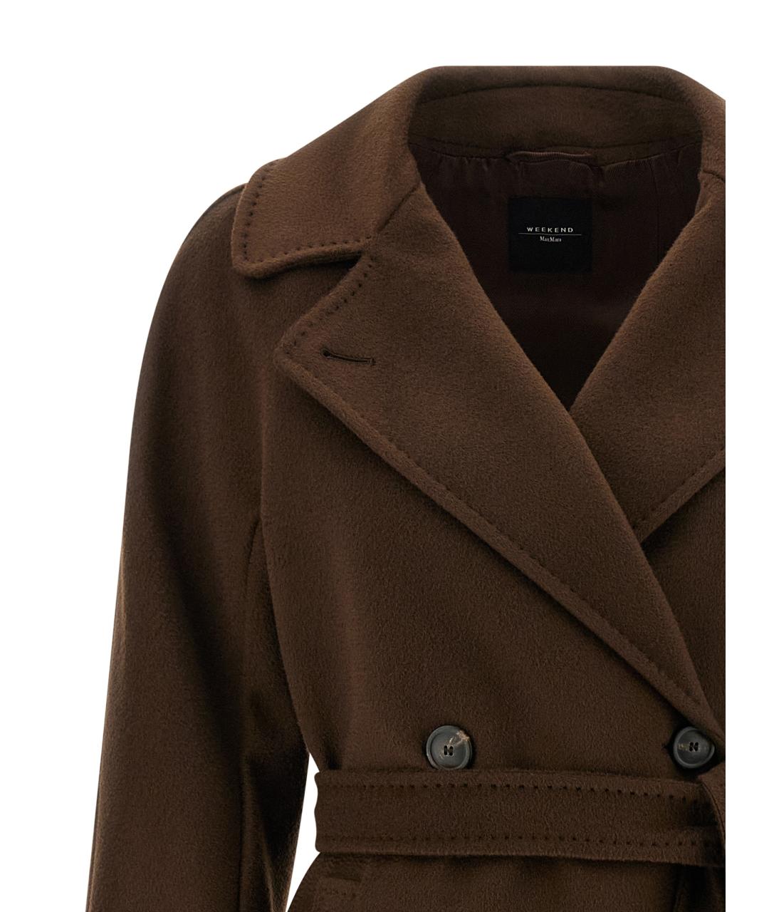 WEEKEND MAX MARA Коричневое шерстяное пальто, фото 3