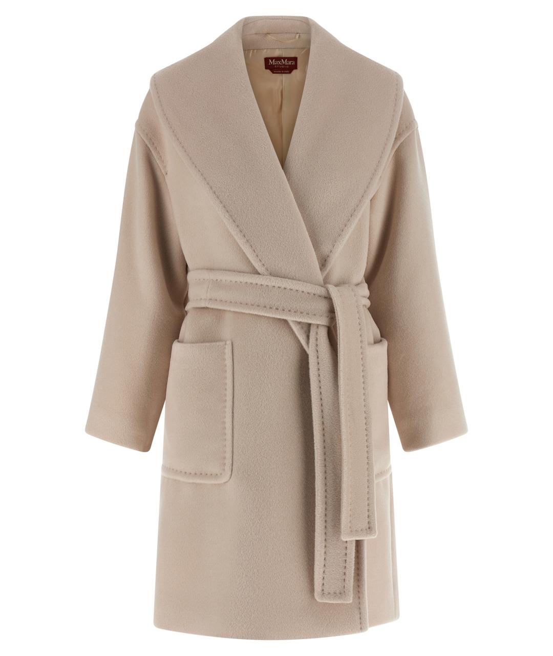 MAX MARA STUDIO Бежевое шерстяное пальто, фото 1