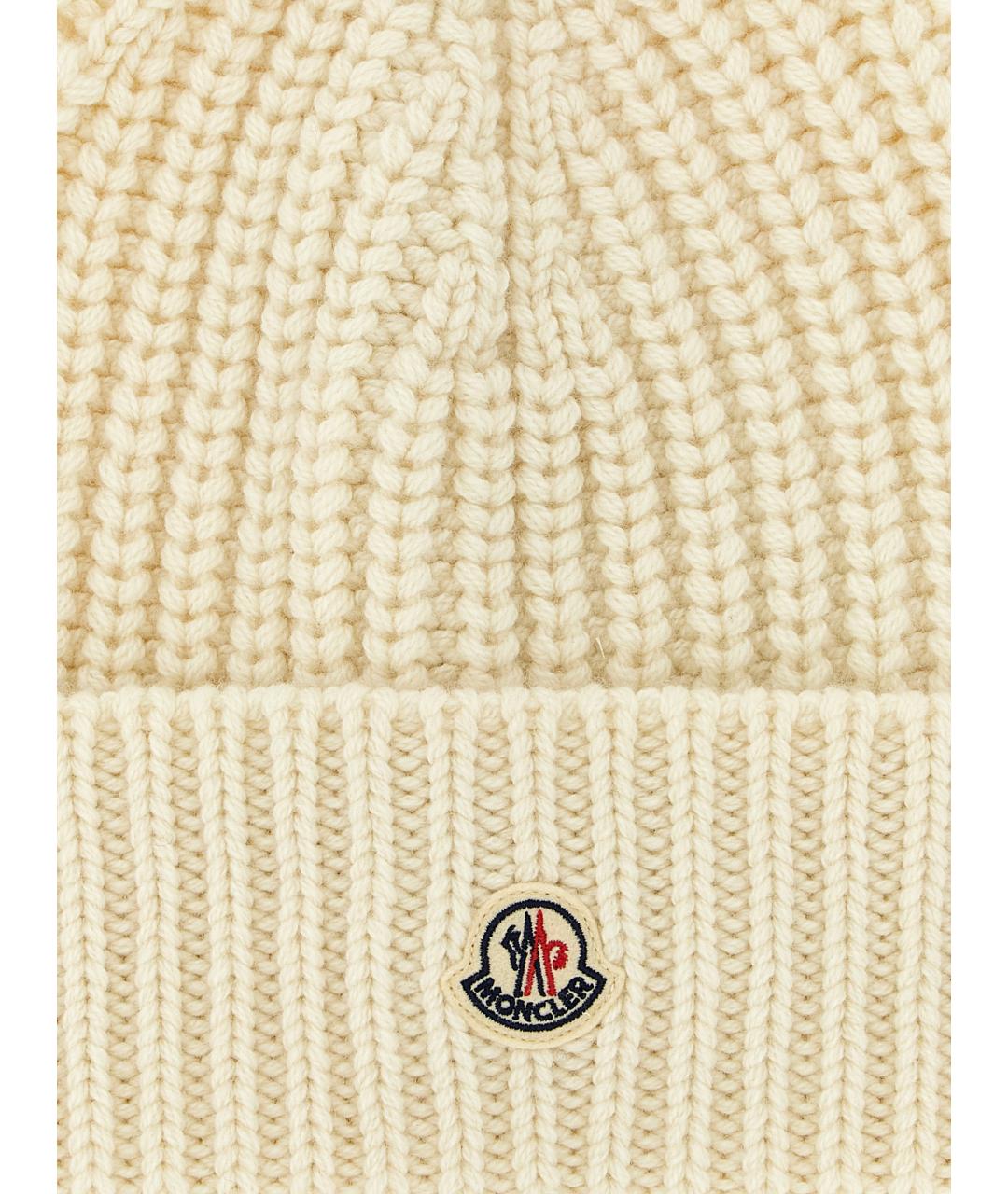 MONCLER Белая шерстяная шапка, фото 3