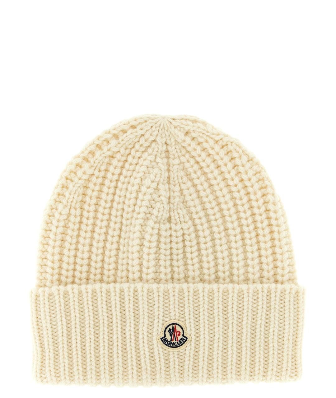 MONCLER Белая шерстяная шапка, фото 1
