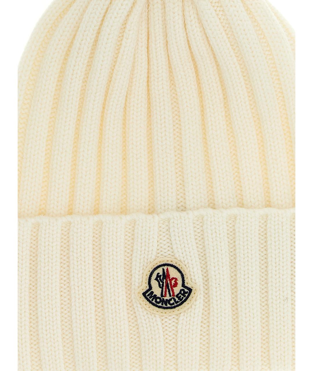 MONCLER Белая шерстяная шапка, фото 3