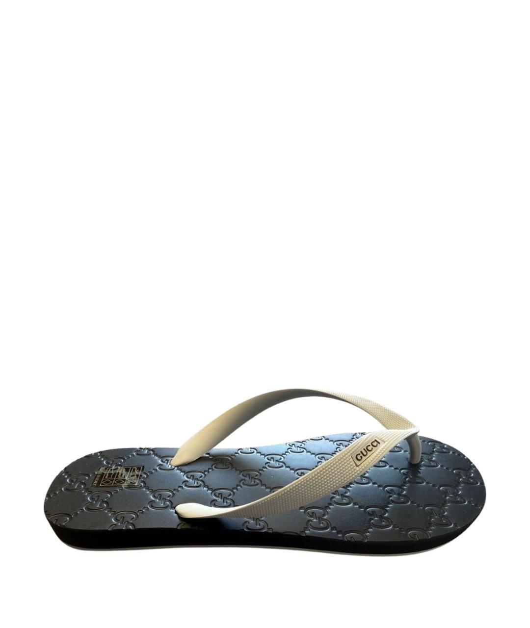 GUCCI Черные резиновые шлепанцы, фото 1